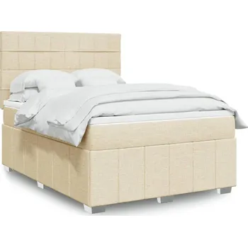 Postel vidaXL Box spring postel s matrací 160x200 cm textil [3291719] Barva: krémová