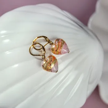 Náušnice Lampglas Náušnice Gentle Heart s 24karátovým zlatem v perlách Lampglas Materiál zapínání náušnic: pozlacené stříbro Ag 925/1000