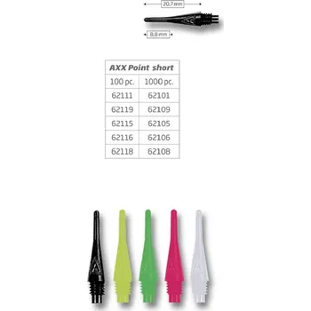 Příslušenství pro šipky Hroty Bull's Axx Point short 2BA - 100 ks