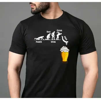 Pánské tričko STRIKER Tričko pivní evoluce Barva: Černá, Velikost: 4XL