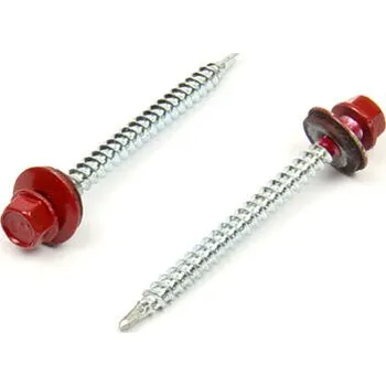 Spojovací materiál Střešní šroub + EPDM 4,8 x 60 mm, samovrtný - Červená RAL 3011 / balení 100 ks