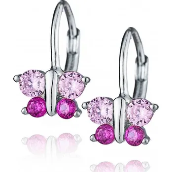 Náušnice Prstýnkárna Dětské náušnice Motýlci se zirkony růžoví AG 925 ≤ 1,6 g