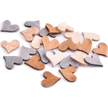 Svatební dekorace Canea Dřevěná srdíčka hnědá, modrá, přírodní 24 ks