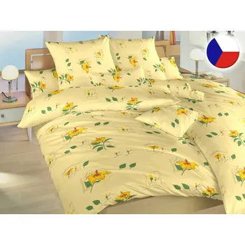 Povlečení Bavlněné povlečení KOMFORT 2x 70x90, 240x200 Ibišek žlutý