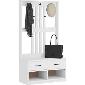 Předsíňová stěna vidaXL Předsíňový strom SANDNES 87x40x159,5cm Borovicový masiv [4010492] Barva: Bílá