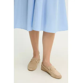 Dámské mokasíny Semišové mokasíny Answear.LAB dámské, béžová barva, na plochém podpatku 18172 80X, EUR 38