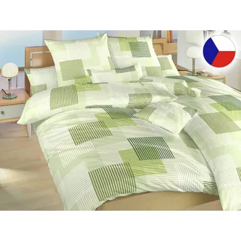 Povlečení Bavlněné povlečení 240x200, 2x 70x90 KOMFORT Patrik zelený