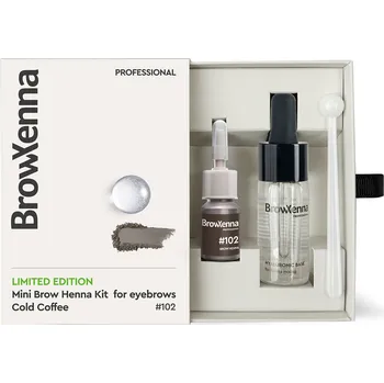Barva na řasy a obočí Brow Xenna MINI Henna Kit – henna na obočí 3 ml + báze s kyselinou hyaluronovou 10 ml Barva: Cold Coffee č. 102