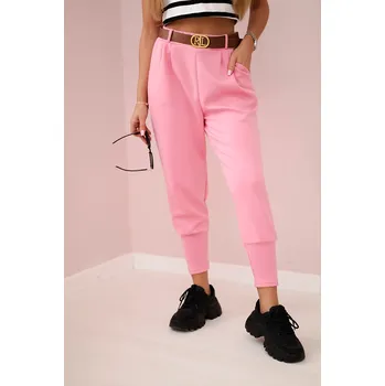 Dámské kalhoty Kesi Viskózové kalhoty Gilde s páskem Barva: Růžová, Velikost: UNI