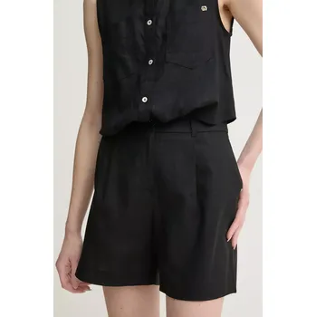 Dámské kraťasy Lněné kraťasy Gaudi dámské, černá barva, hladké, high waist, 511BD25038 99X, vel. 36