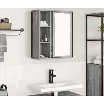 Koupelnový nábytek vidaXL Koupelnová nástěnná skříňka se zrcadlem Šedá Sonoma 50x21x60 cm [861905]