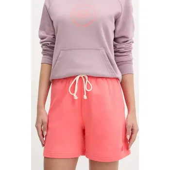 Dámské kraťasy Bavlněné šortky New Balance dámské, oranžová barva, hladké, high waist, WS41508DTR 32X, vel. XS