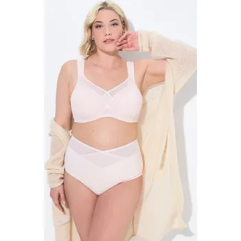 Podprsenka Ulla Popken, Plus size Podprsenka s kosticemi, měkké košíčky, síťovaná vsadka, košíčky C-E pro plnoštíhlé nadměrná velikost, 728703500-1076, béžový, 115B, Nadměrné velikosti, Plus size oblečení, Oblečení pro boubelky, Oblečení pro baculky, Oblečení pro pl