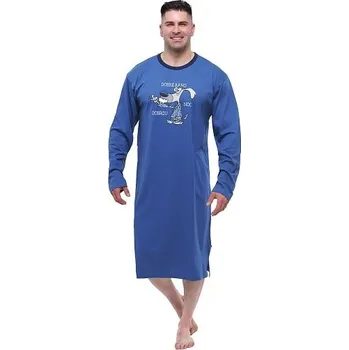 Pánská noční košile Noční košile pánská Calvi dlouhá Dobrou noc 545 modrá Barva: tmavě modrá, Velikost: XL