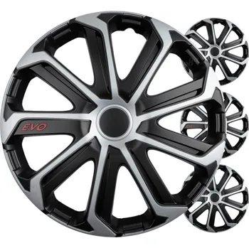 Poklice na kolo Ozdobné kryty kol, poklice Evo 16" černo - stříbrná sada 4ks COLOR BOX
