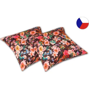 Dekorativní polštářek Saténový dekorační polštářek 40x40 GEON Magické kvítí černá