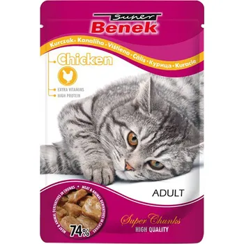 Krmivo pro kočku 48x100g Super Benek Super Chunks - kuřecí v omáčce