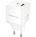 Borofone adaptér BN19 Intenso GaN - USB + USB-C, PD, 20W, QC 3.0, 3A, bílý