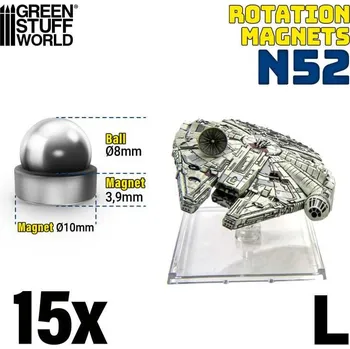 Plastikový model Magnety N52 a ocelové kuličky, velikost L (15 ks)