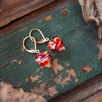 Náušnice Lampglas Náušnice Cherry Heart s 24karátovým zlatem v perle Lampglas Materiál zapínání náušnic: rhodiované stříbro Ag 925/1000