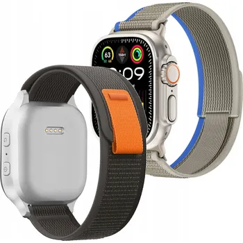 Řemínek na hodinky 2x ŘEMÍNEK PRO APPLE WATCH 4/5/6/7/8/9/10/SE/ULTRA 44/45/46/49mm ŠEDÝ