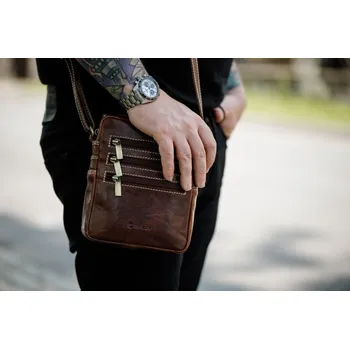 DIVILEY Pánská kožená taška přes rameno Robin tmavě hnědá