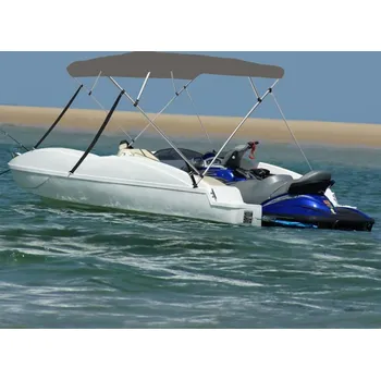 Plachta na motorové vozidlo vidaXL Bimini stříška 4 oblouky námořnická 243x(230–244)x137 cm [94813] Barva: Šedá