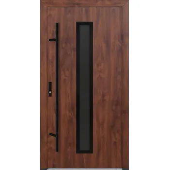 Vchodové dveře Hahn-Türke Vchodové dveře DS82-M21 mléčné sklo Barva: Ořech, Směr otevírání: Pravé, Ven, Celkové rozměry: 880x2080mm