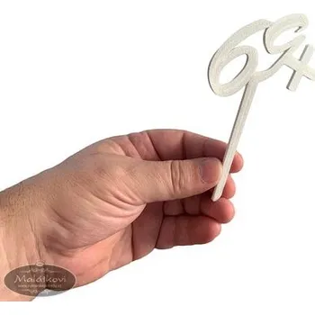 Jedlá dekorace na dort Dortmarket Zápich narozeninový - 69+ - bílý - 3D tisk