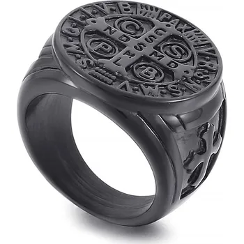 Prsten Elenys pánský černý prsten Černý Kříž Velikost: 10 (EU: 61-63)