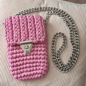 Háčkovaná taška přes rameno - Iris odstín Bubble Gum - Kabelka s popruhem