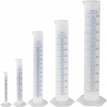 Odměrný válec PP 50 ml s modrou stupnicí