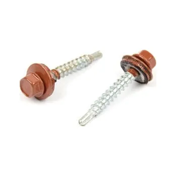 Spojovací materiál Střešní šroub + EPDM 4,8 x 60 mm, samovrtný - Bronzově hnědá RAL 8004 / balení 100 ks