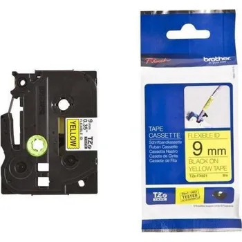 Pásek do tiskárny Páska Brother TZ-FX, 9mm (TZ-FX621) žlutá, černý tisk, 8m