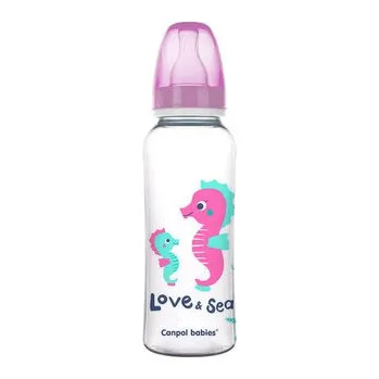 Dětské zboží CANPOL 59/400 Butelka wąska 250ml PP LOVE&SEA różowa