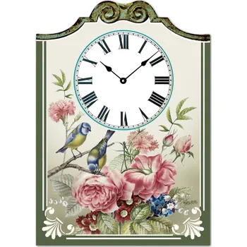 Hodiny Velké nástěnné dřevěné hodiny - Sýkorky v zahradě