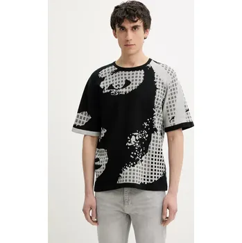 Pánský svetr Bavlněný svetr Desigual PALERMO pánský, černá barva, lehký, 25SMTF06 99X, vel. XL