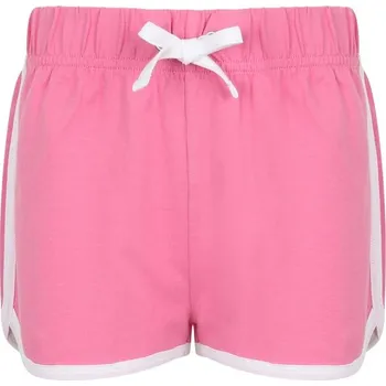 Dívčí kraťasy SF (Skinnifit) Dětské retro kraťasy - Jasně růžová / bílá | 7-8 let