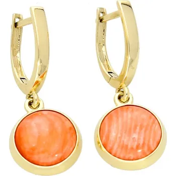 Náušnice Goldstore Zlaté náušnice oranžový korál Váha: 3.37 g