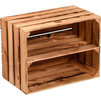 Úložný box DEKORATIVNÍ DŘEVĚNÁ BEDÝNKA hnědá S POLIČKOU