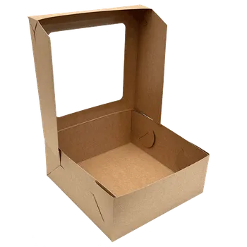 Jednorázové nádobí Krabice s okénkem KRAFT 22 x 22 x 9 cm, FSC Mix