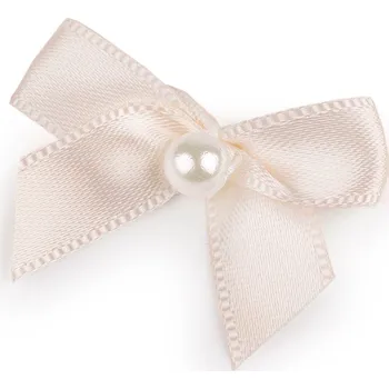 Galanterie Saténová mašlička s perlou 30x35 mm