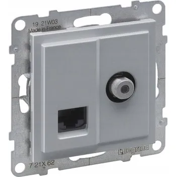 Elektrická zásuvka Anténní a internetová zásuvka nástěnná Legrand stříbrná