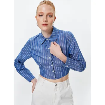 Pánské tričko Koton Crop Shirt Long Sleeve Classic Collar Cotton Koton modrá 2586313