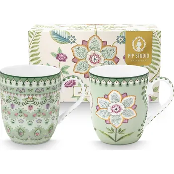 Pip Studio set 2 hrnečků Lily & Lotus zelený 145 ml