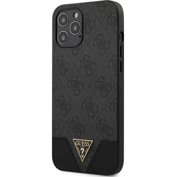 Notebook Guess PU 4G Triangle Zadní Kryt pro iPhone 12 Pro Max Šedá