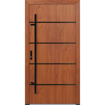 Vchodové dveře Hahn-Türke Vchodové dveře DS82-M22 Barva: Zlatý dub, Směr otevírání: Levé, Dovnitř, Celkové rozměry: 1000x2000mm