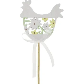 Velikonoční dekorace Slepička dřevěná zápich 6x6/34 cm