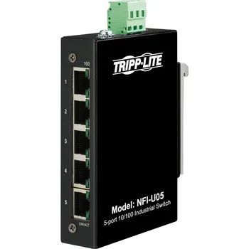 Switch EATON Tripplite Přepínač 5x zdroj Unmanaged Ethernet Switch, 10/100Mb/s, -40°…75°C, montáž DIN / deska NFI-U05