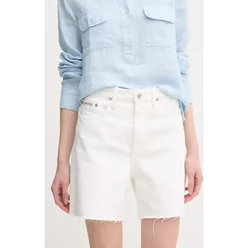 Dámské kraťasy Džínové šortky Calvin Klein Jeans dámské, bílá barva, hladké, high waist, J20J225201 00J, vel. 28